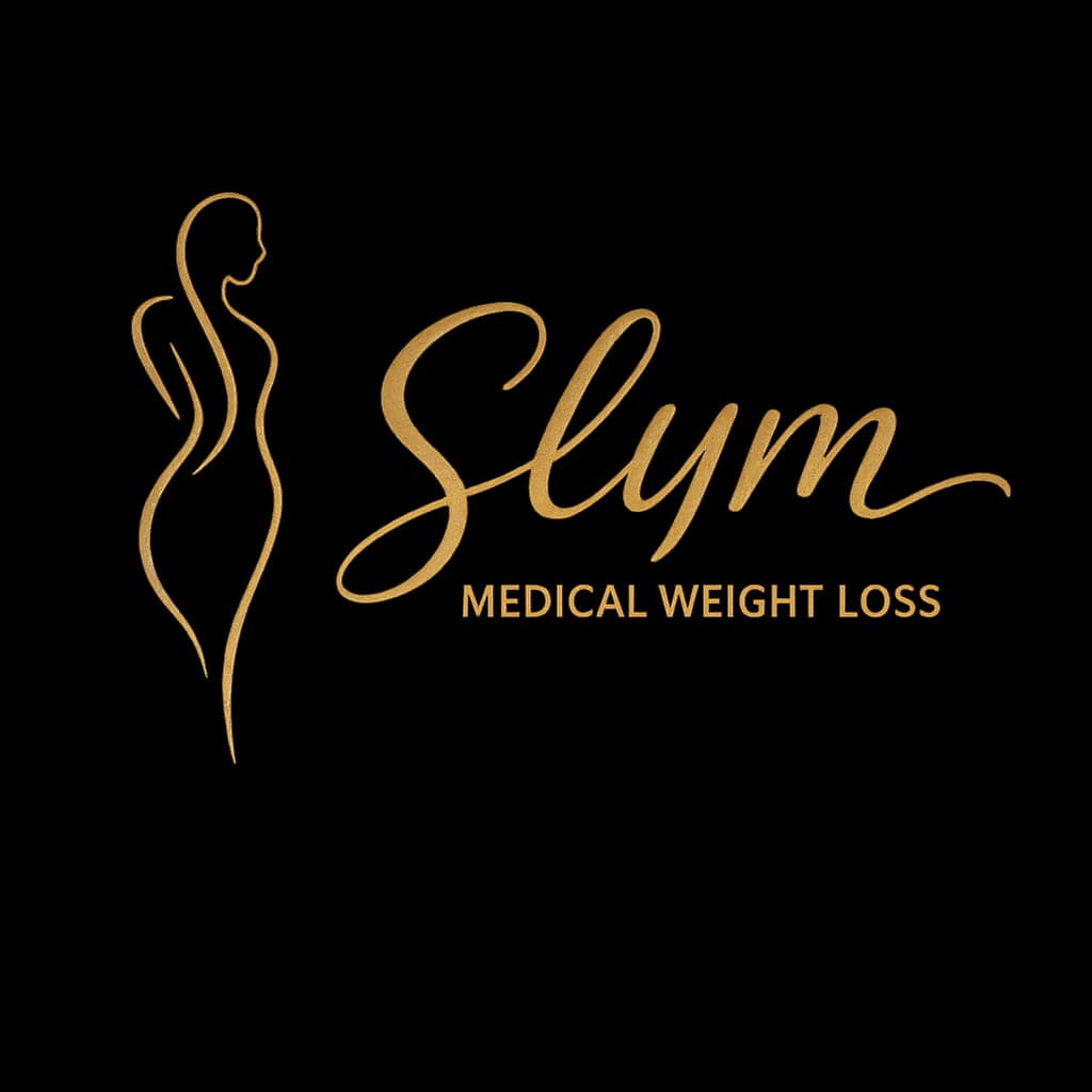 Gold Slym Medical Weight Loss logo featuring a stylized female silhouette on a black background.